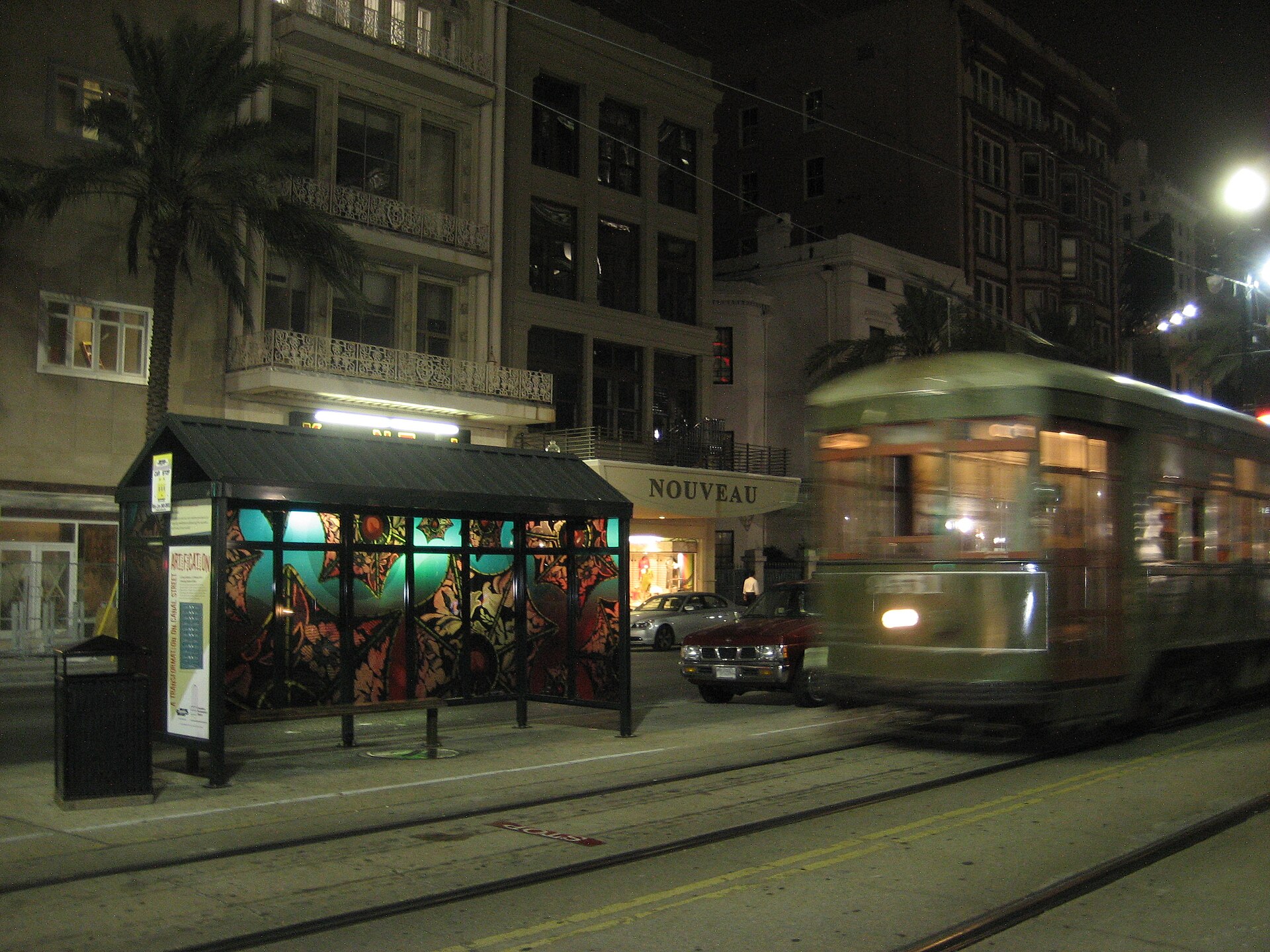 New Orleans streetcar night
