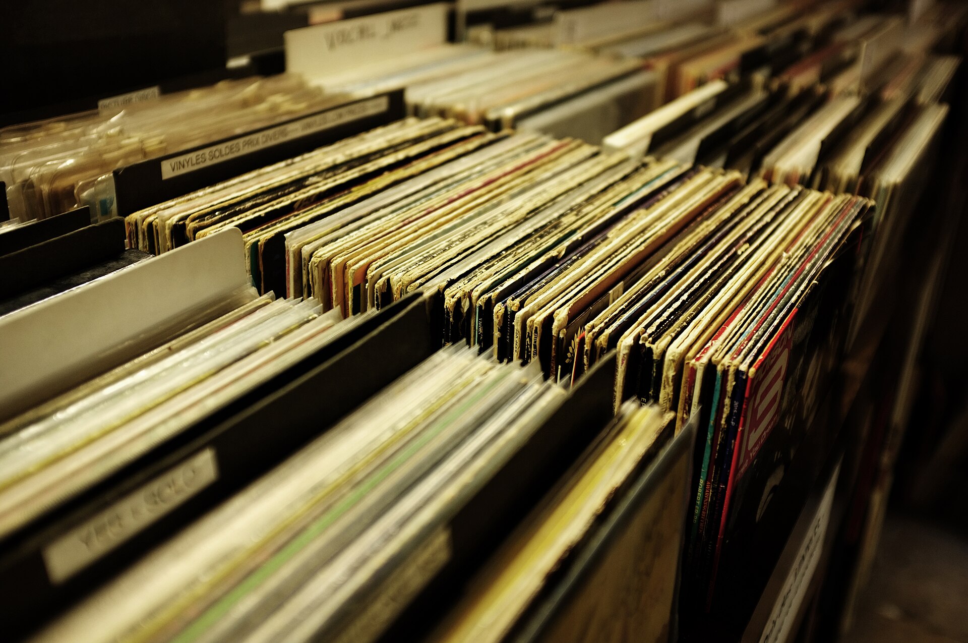 record shop vinyl crates